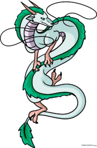 Full-color artistic rendering of the Haku dragon from Spirited Away.