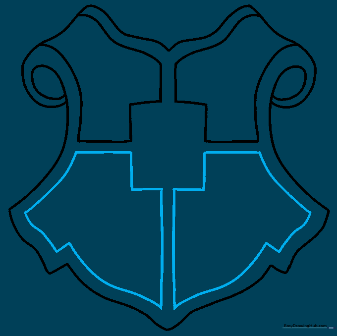 Completing the four-quadrant layout of the shield with a central square for the letter H.