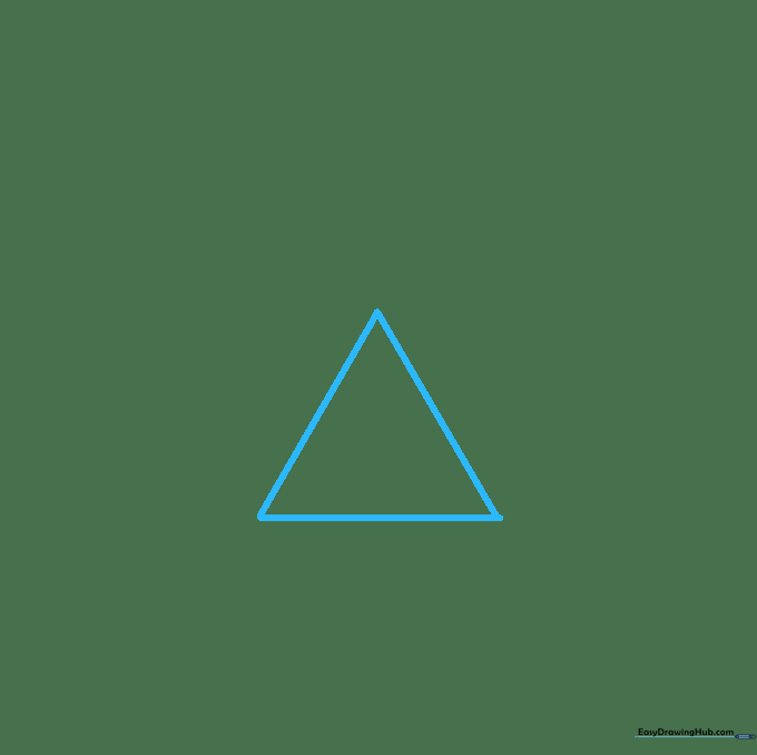 A small, perfectly equilateral triangle drawn in the center of a white background.
