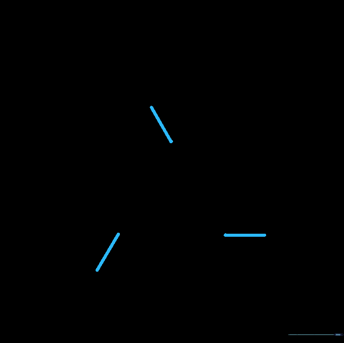 The central triangle with three short diagonal lines extending outward from each vertex.