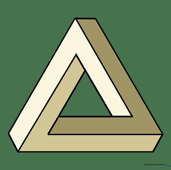 The finished impossible triangle with shading applied to create a 3D effect.