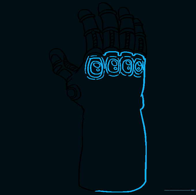 Drawing the knuckle gems on the Infinity Gauntlet.