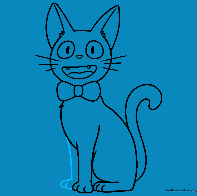 Drawing showing the final leg and paw added to complete the full body outline.