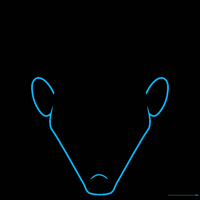 The outline of the Joker's head, including ears, jawline, and chin, framing the previously drawn facial features.