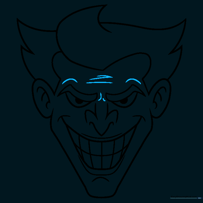 The final line art of the Joker's face, including added forehead wrinkles and brow furrows for a sinister expression.