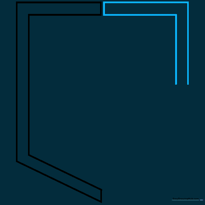 Sketch showing the mirrored L-shape added to the right side of the drawing.