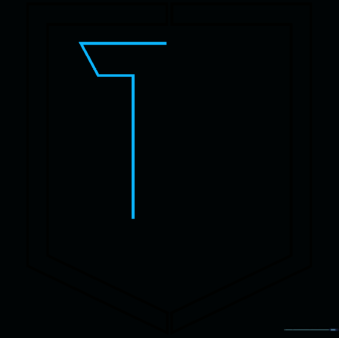 Initial construction lines for the letter J inside the shield.