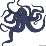 A vibrant, finished illustration of a mythical Kraken rising from the sea.