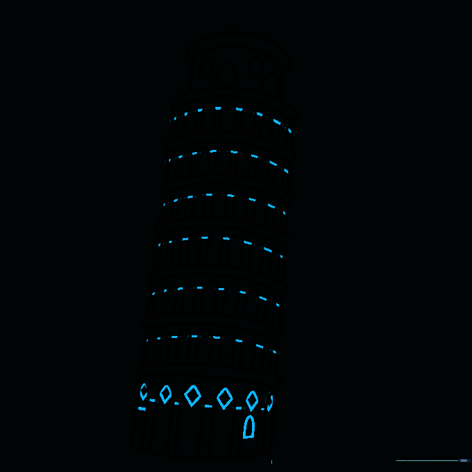 Adding horizontal lines and diamond accents to enhance the architectural texture of the tower.