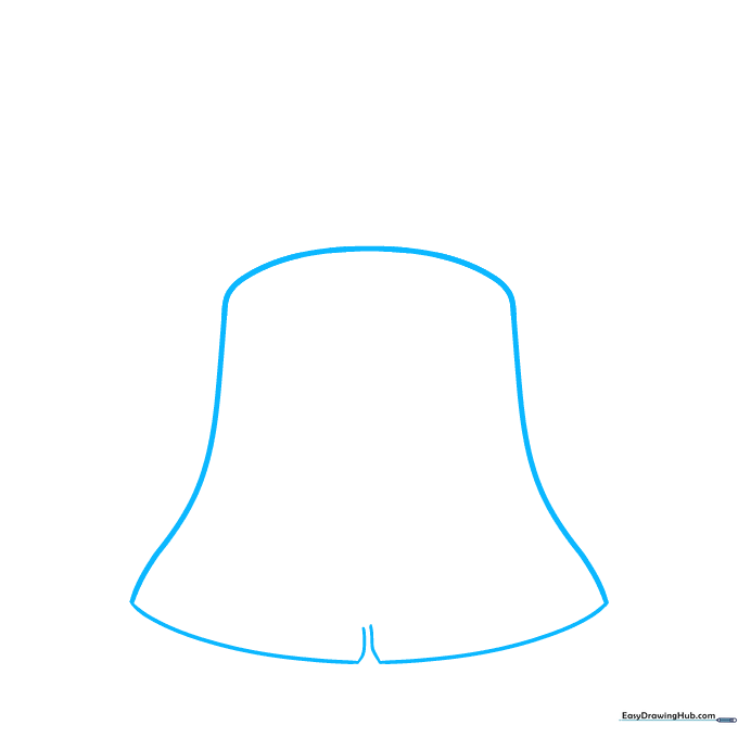 Pencil sketch showing the initial curved base and side walls of the Liberty Bell.