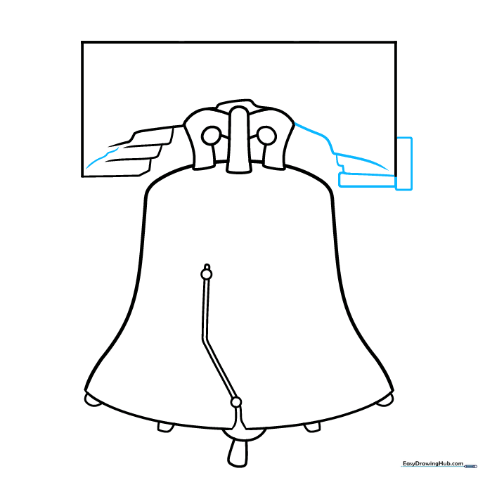 Drawing the M-shaped hardware and connecting lines for the frame.