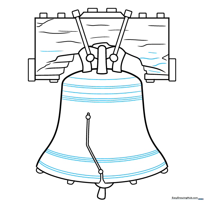 Final ink outline of the Liberty Bell with pencil marks erased.