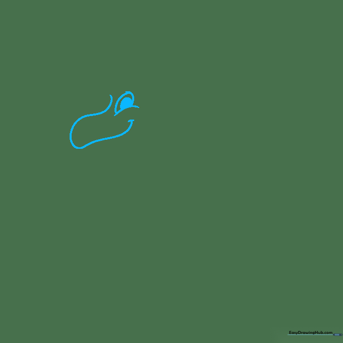 Pencil sketch showing the initial banana-shaped neck and oval head of the Loch Ness Monster.