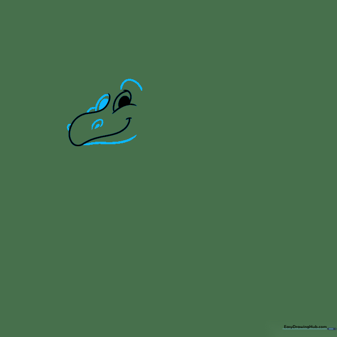 Close up of the Loch Ness Monster's face showing the mouth, nostrils, and eye details.
