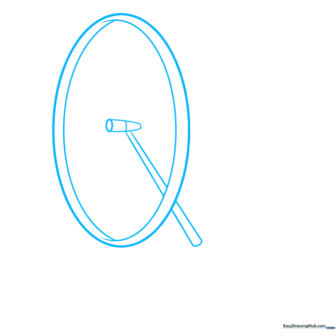 Pencil sketch showing the initial oval frame of the London Eye and its base supports.