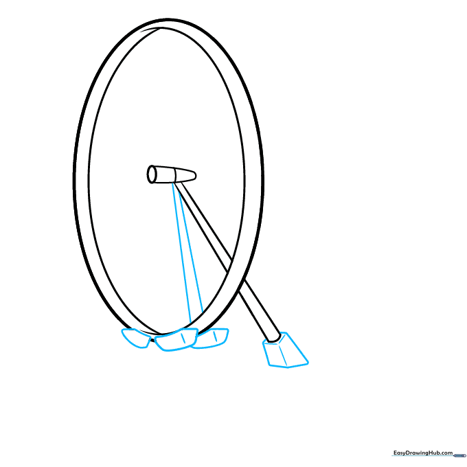 Adding structural support lines to the base of the London Eye drawing.