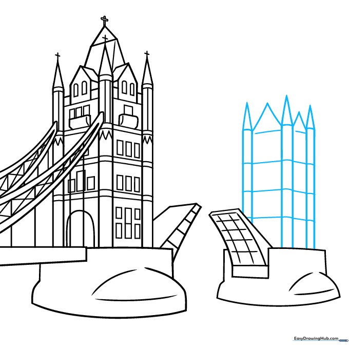 Adding the Tower of London silhouette in the background.