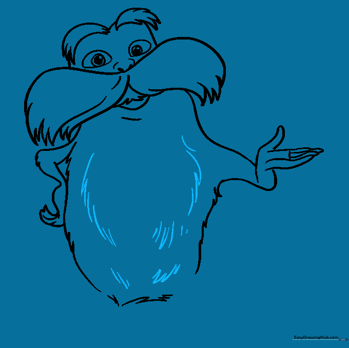 Adding additional texture lines to the Lorax's body to emphasize his furry coat.