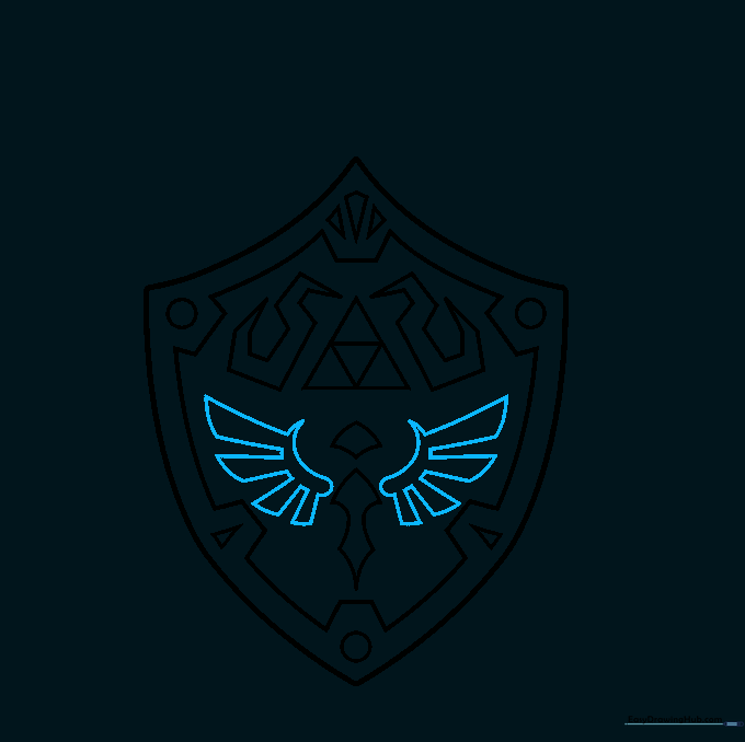 Adding feather details to the Loftwing wings on the shield.