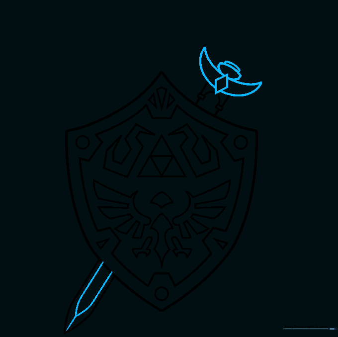 Adding the intricate cross-guard details to the Master Sword.