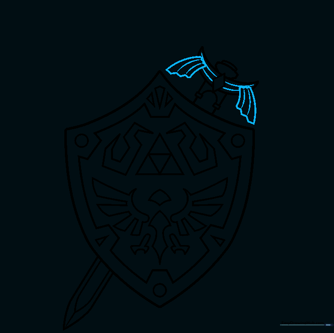 Adding decorative zigzag patterns to the sword guard.