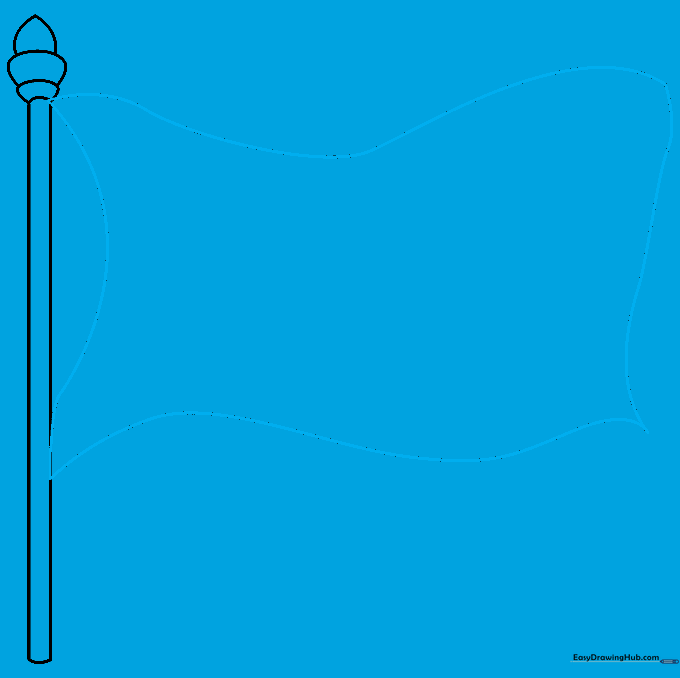 Drawing wavy lines to illustrate a flag billowing in the wind.