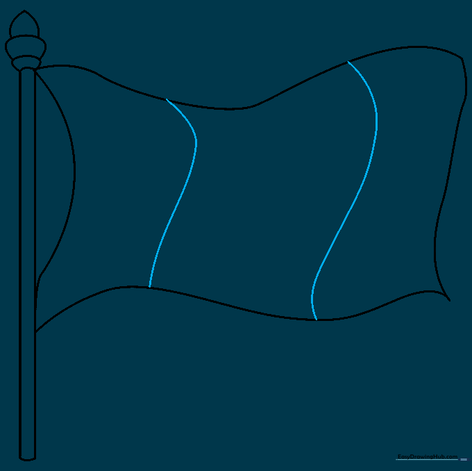 Adding vertical lines to divide the flag into three distinct color panels.