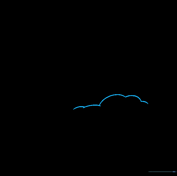The top edge of a fluffy cloud drawn with curved lines overlapping the moon circle.