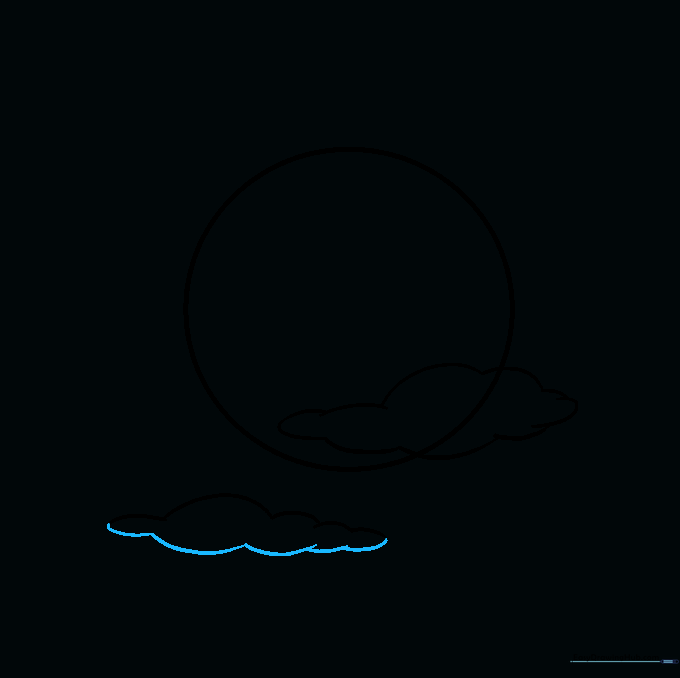 The second cloud fully enclosed and positioned below the moon.