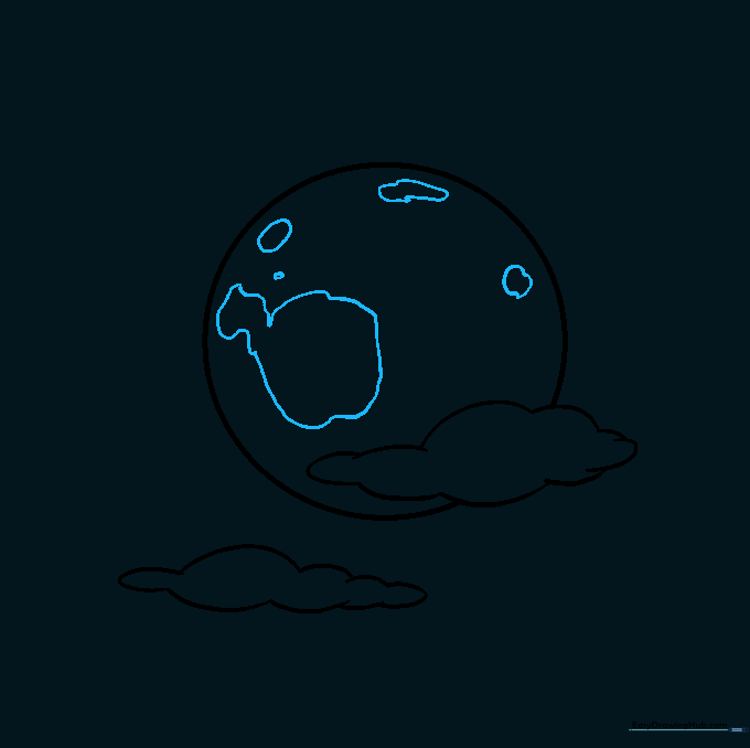 Various irregular shapes drawn inside the moon circle to create crater details.