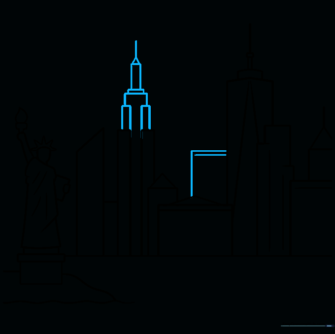 Adding the Empire State Building with its iconic stepped, tiered roof structure.