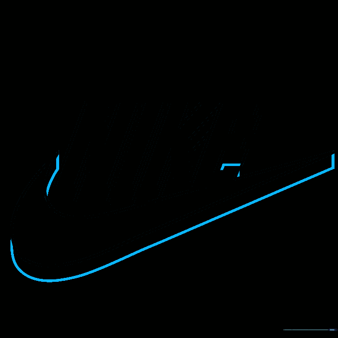 Finalizing the outline of the 3D Nike logo