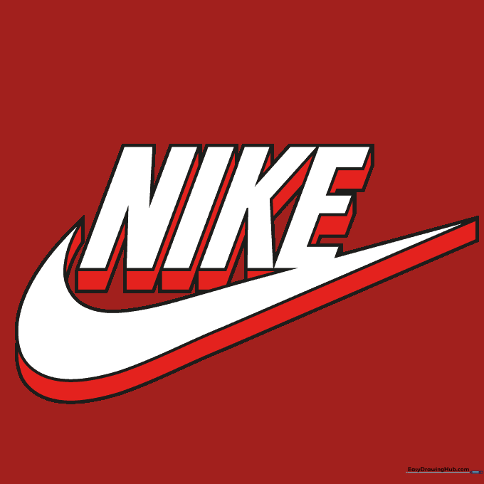 Finished and colored 3D Nike logo drawing