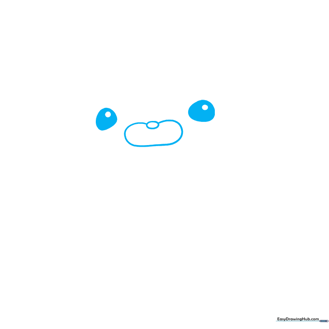 Close-up sketch of Captain Barnacles' eyes and snout on white paper.