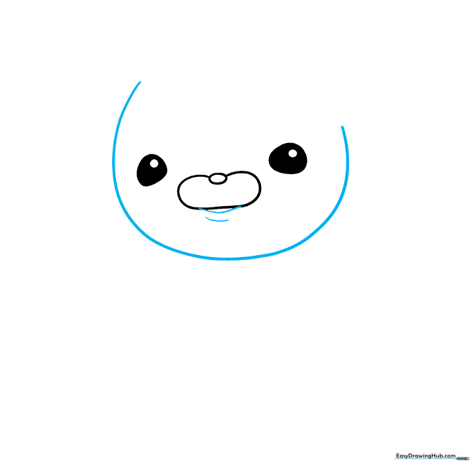 Outline of Captain Barnacles' head shape showing the jawline and mouth.