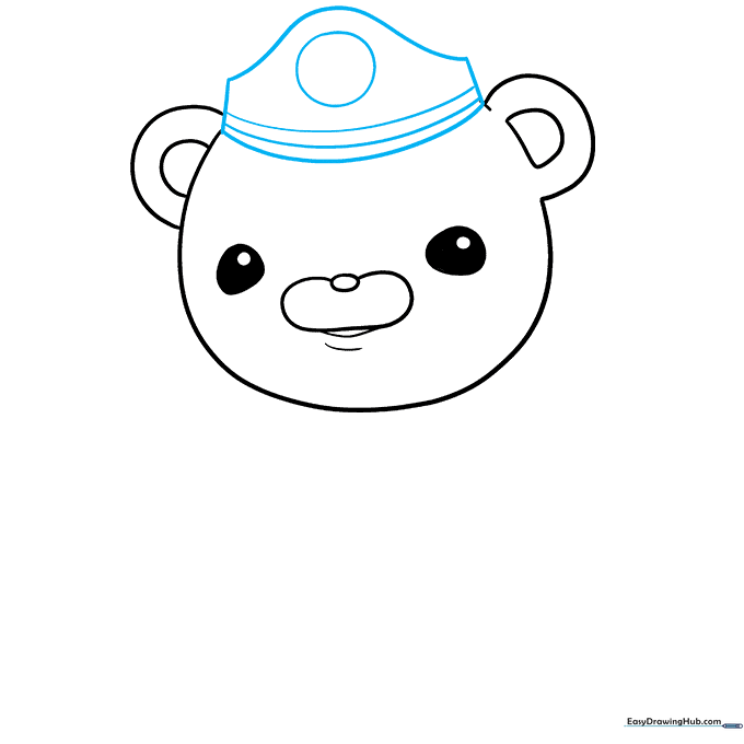 Adding the captain's hat with a central circular emblem area.