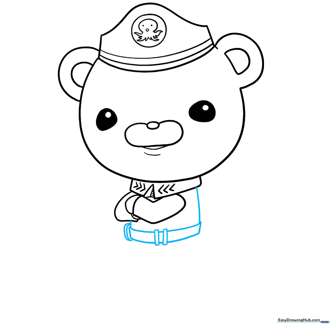 Adding the utility belt to the captain's uniform torso.