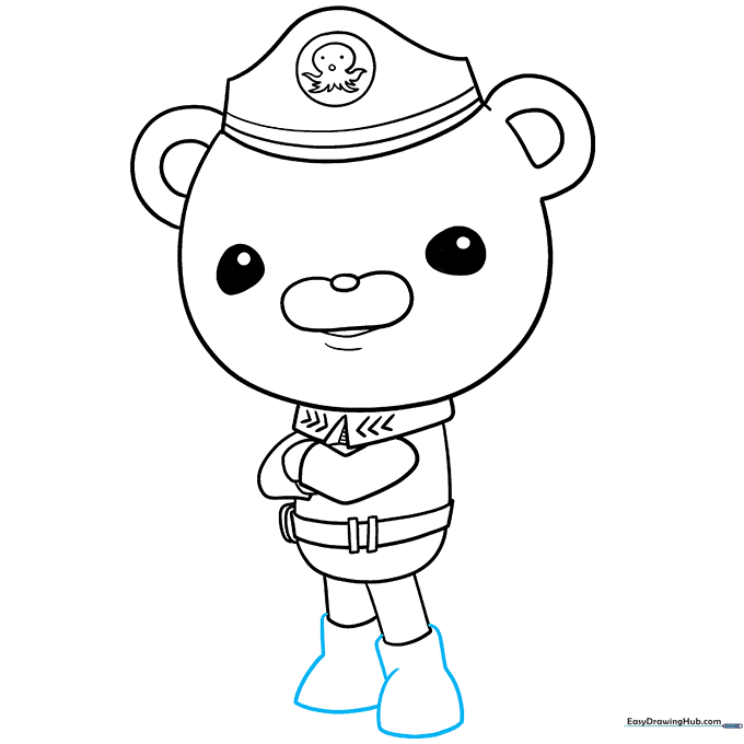 Finalizing the boots on the Captain Barnacles drawing.
