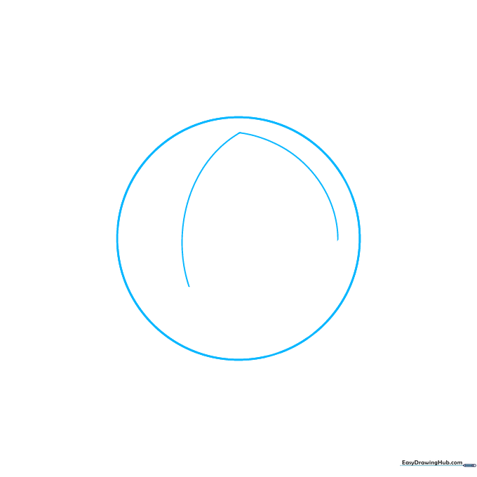 A pencil sketch showing a large circle with a wedge-shaped cut-out section to represent the sun's interior.