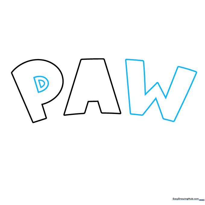 Pencil sketch adding the letter W and the inner loop of the P.