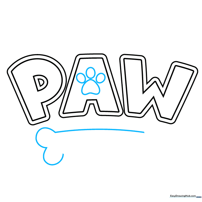 Adding a paw print inside the letter A and starting the dog bone shape below.