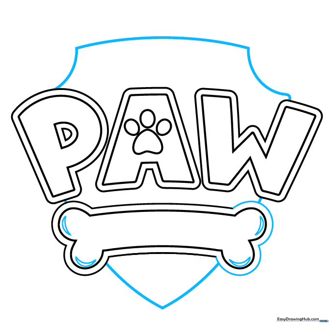 Adding the shield border and 3D details to the dog bone.