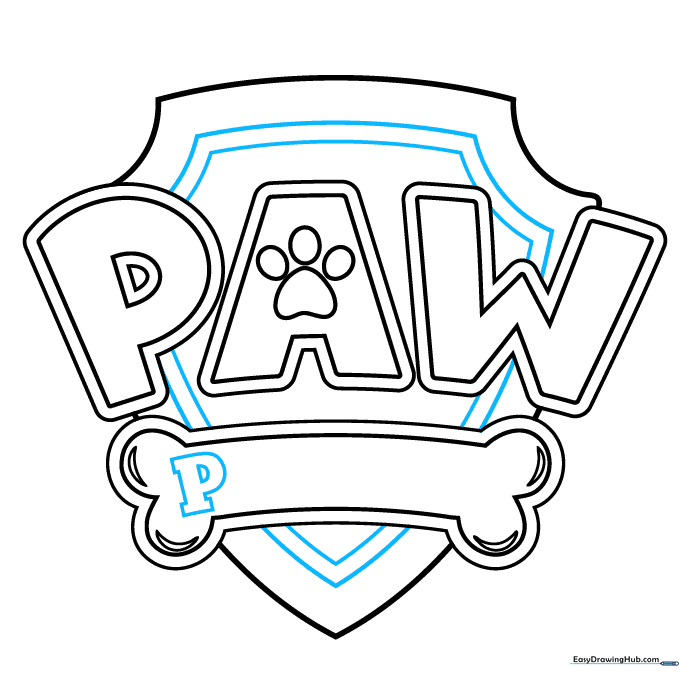 Adding inner shield layers and the letter P onto the bone.