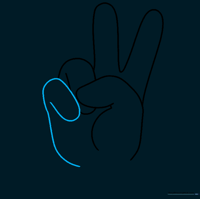 Adding the small pinky finger tucked at the bottom of the hand.