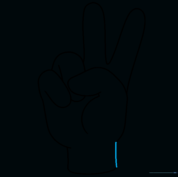 Cleaning up the outline and finalizing the hand shape.