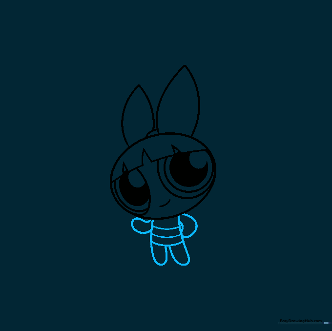 Blossom's body structure including the dress, arms, and legs.