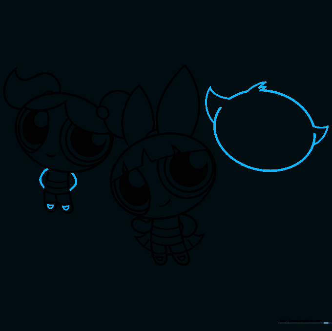 Completed Bubbles sketch and the start of Buttercup's head.