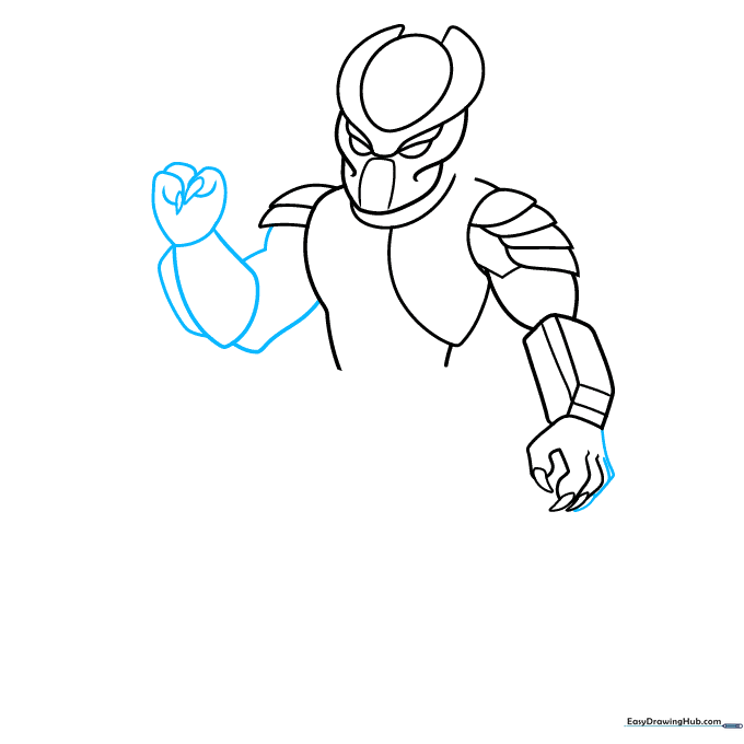 Adding detail to the arms and hands with additional finger and limb segments.