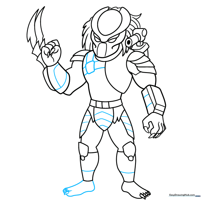 Adding detail to the feet and claws with small textural dashes.