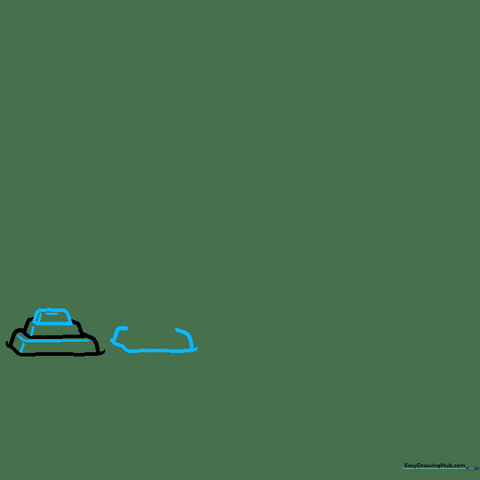 Drawing showing the addition of a rounded top section and the start of a second pyramid base.